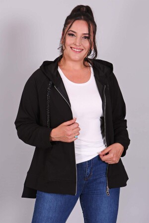 Hooded Black Sweat with Pockets - 2