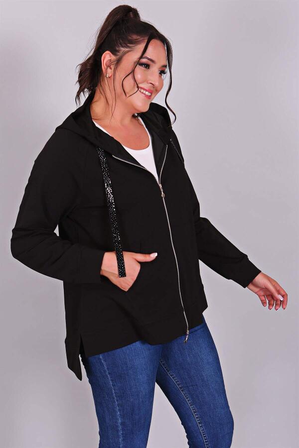 Hooded Black Sweat with Pockets - 3
