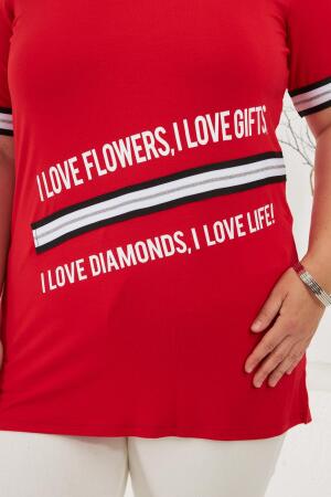 İ Love Baskılı Büyük Beden Tişört Kırmızı - RMG (1)