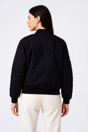Içi Astarlı Fermuarlı Bomber Mont Ceket - Siyah - ANGELINO BuyukBedeniz (1)