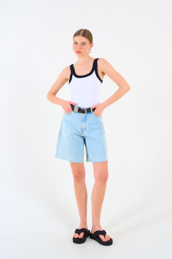 İki Renkli Atlet - Beyaz-Siyah - 2