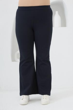 İspanyol Paça Büyük Beden Kışlık Çelik Örme Tayt Lacivert - RMG