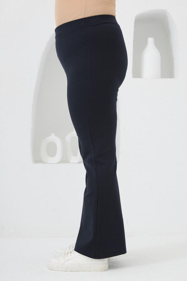 İspanyol Paça Büyük Beden Kışlık Çelik Örme Tayt Lacivert - 2