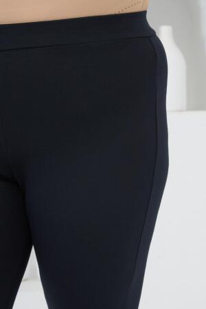 İspanyol Paça Büyük Beden Kışlık Çelik Örme Tayt Lacivert - 3