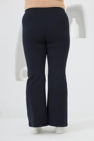 İspanyol Paça Büyük Beden Kışlık Çelik Örme Tayt Lacivert - 4