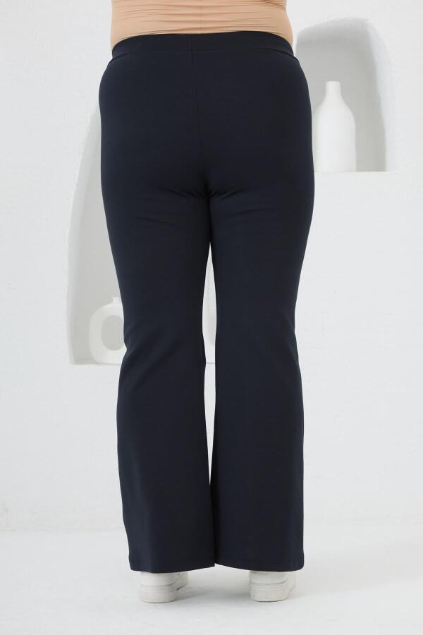 İspanyol Paça Büyük Beden Kışlık Çelik Örme Tayt Lacivert - 4