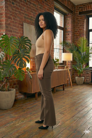 İspanyol Paça Büyük Beden Kot Pantolon Kahve - RMG (1)