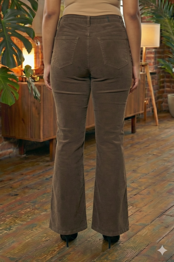 İspanyol Paça Büyük Beden Kot Pantolon Kahve - 3