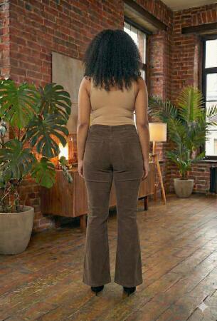 İspanyol Paça Büyük Beden Kot Pantolon Kahve - 4