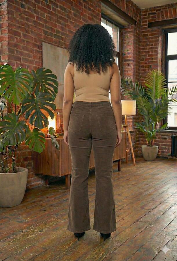 İspanyol Paça Büyük Beden Kot Pantolon Kahve - 4