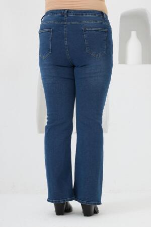 İspanyol Paça Büyük Beden Mavi Kot Pantolon - 4