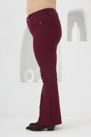 İspanyol Paça Büyük Beden Pamuk Pantolon Bordo - RMG (1)