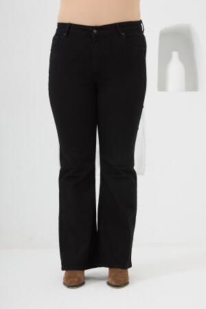 İspanyol Paça Büyük Beden Siyah Kot Pantolon - RMG