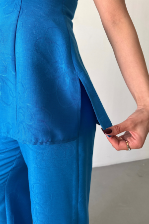 JAKAR KETEN KOLSUZ BLUZ-PANTOLON TK - Mavi - 2