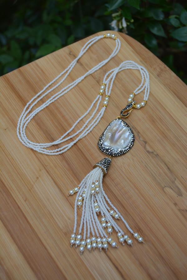 JEWELLERY Bayan İncili Tasarım Kolye - 1