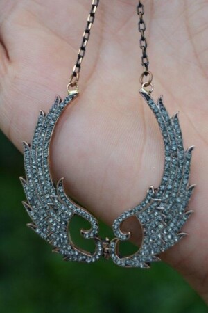 JEWELLERY Black Diamond Melek Kanat Bayan Kolye - 5