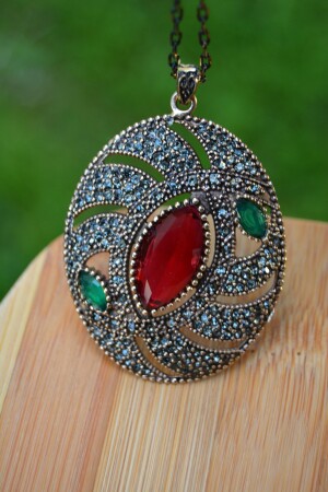 JEWELLERY Kök Yakut Taşlı Otantik Kolye - 2