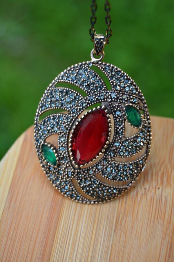 JEWELLERY Kök Yakut Taşlı Otantik Kolye - 2