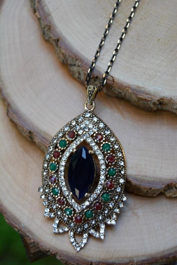 JEWELLERY Safir Taşlı Otantik Kolye - 1