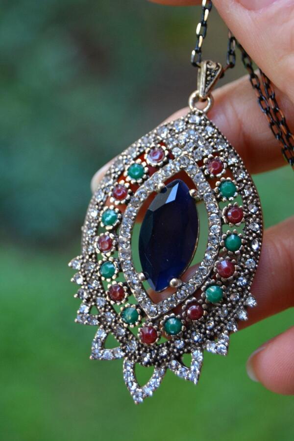 JEWELLERY Safir Taşlı Otantik Kolye - 2