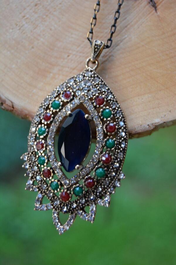 JEWELLERY Safir Taşlı Otantik Kolye - 3