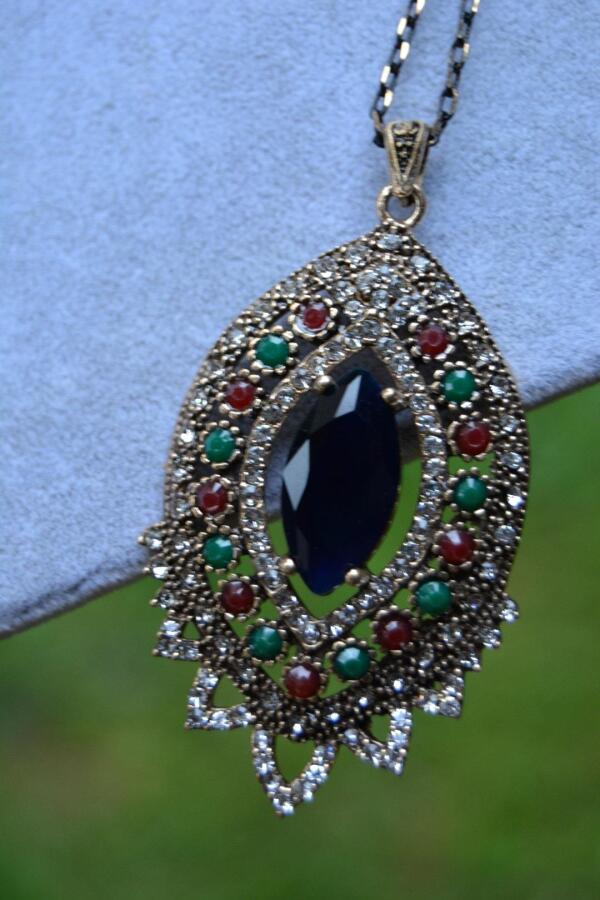 JEWELLERY Safir Taşlı Otantik Kolye - 4