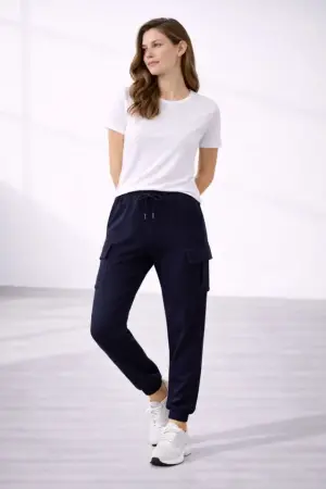 Jogger Eşofman Altı Rahat Kalıp, Kargo Cepli, Lastikli Paça, Günlük Spor Pantolon - Lacivert - 4