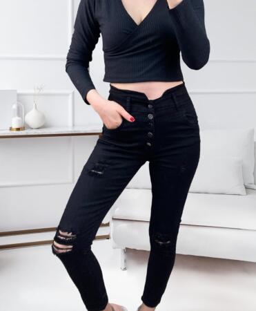 Kadın 5 Düğmeli V Detay Bel Yırtık Kot - ANGELINO BuyukBedeniz (1)