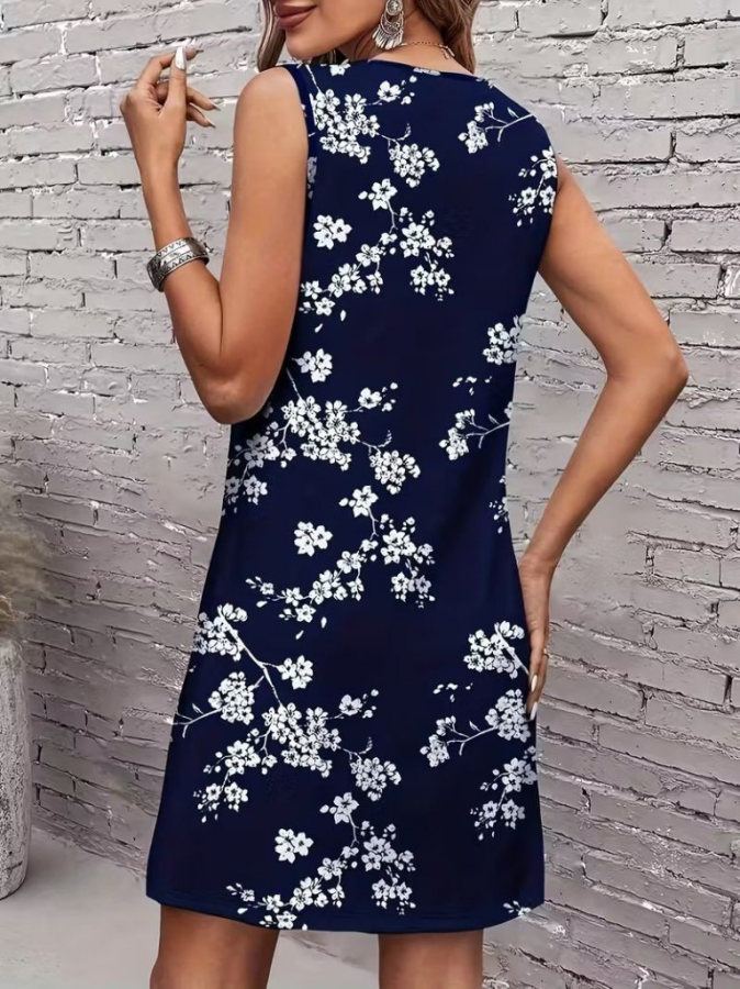 Kadın Askılı Kolsuz Bisiklet Yaka Desenli Kısa Süprem Elbise - 3