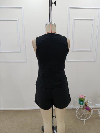 Kadın Askılı önü Düğmeli Asimetrik Detaylı Bluz Ve Astarlı Short Ikili Takım - 8
