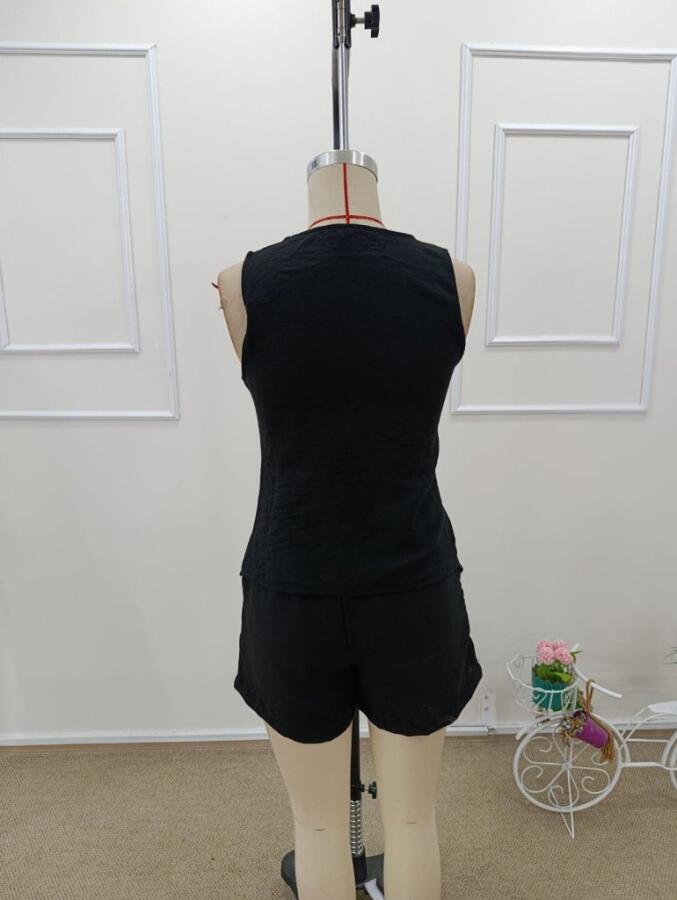Kadın Askılı önü Düğmeli Asimetrik Detaylı Bluz Ve Astarlı Short Ikili Takım - 8