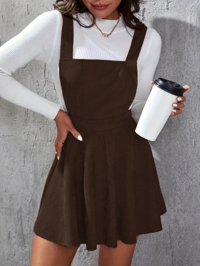 Kadın Askılı Sırttan çapraz Detaylı Kısa Kiloş Kadife Mini Elbise - 1