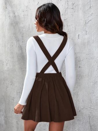 Kadın Askılı Sırttan çapraz Detaylı Kısa Kiloş Kadife Mini Elbise - 3