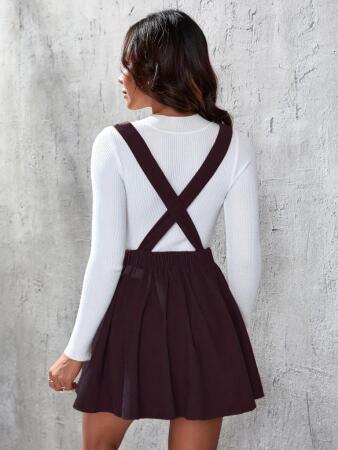 Kadın Askılı Sırttan çapraz Detaylı Kısa Kiloş Kadife Mini Elbise - 3