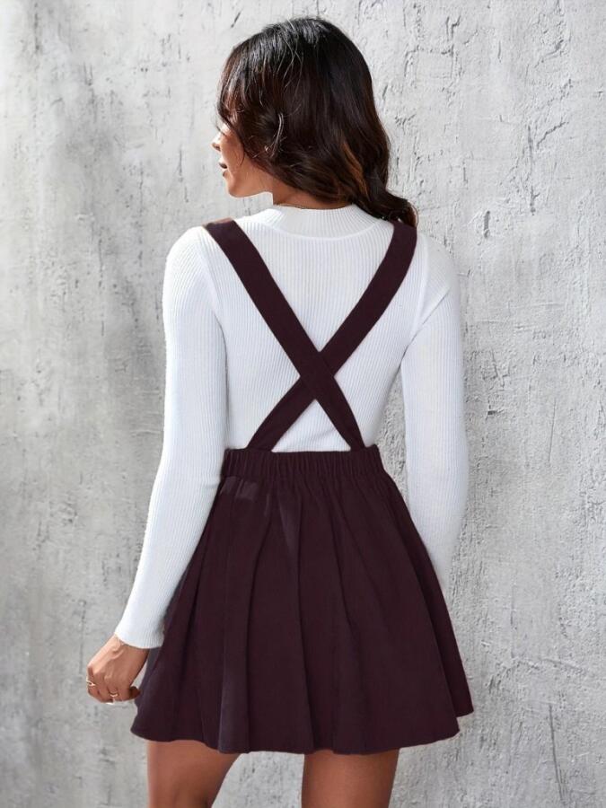 Kadın Askılı Sırttan çapraz Detaylı Kısa Kiloş Kadife Mini Elbise - 3