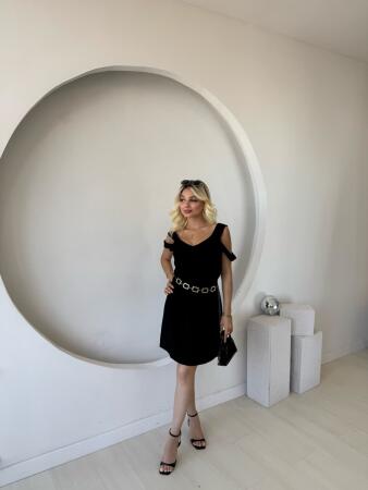 Kadın Askılı Soğuk Omuz Detaylı Modal Elbise - 3