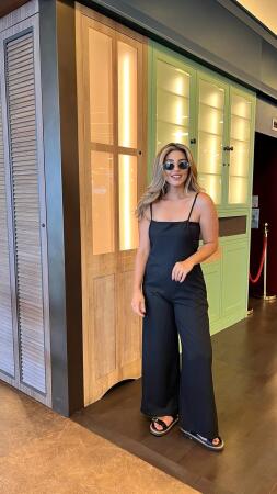 Kadın Askılı Yandan Fermuarlı Geniş Paçalı Valencia Tulum - ANGELINO BuyukBedeniz (1)