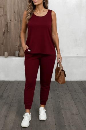 Kadın Askılı Yuvarlak Yaka Viskon Iki Iplik Bluz Ve Eşofman Altı Ikili Takım - ANGELINO BuyukBedeniz