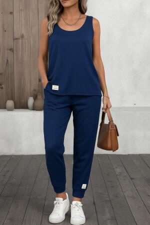 Kadın Askılı Yuvarlak Yaka Viskon Iki Iplik Bluz Ve Eşofman Altı Ikili Takım - ANGELINO BuyukBedeniz