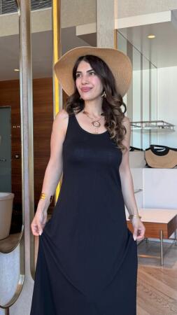 Kadın Askılı Yuvarlak Yakalı Viskon Elbise - ANGELINO BuyukBedeniz (1)