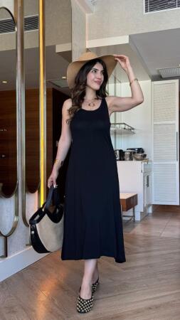 Kadın Askılı Yuvarlak Yakalı Viskon Elbise - 4