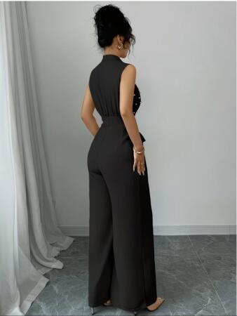 Kadın Balıkçı Yaka Kolsuz Incili Beli Kuşaklı Uzun Janjan Tulum - 4