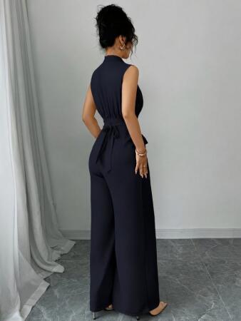 Kadın Balıkçı Yaka Kolsuz Incili Beli Kuşaklı Uzun Janjan Tulum - ANGELINO BuyukBedeniz (1)