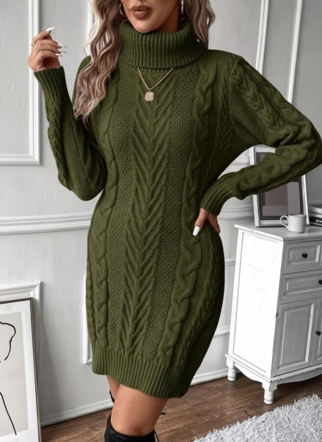 Kadın Balıkçı Yaka Mini Triko Elbise - 3