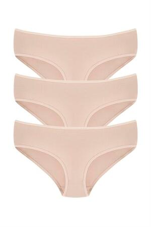 Kadın Bambu Külot Ten Rengi 3'lü Paket Extra Yumuşak ve Esnek, Nefes Alan Kumaş - Angelino