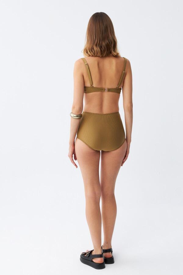 Angelino Kadın Basic Hardal Pedli Yüksek Bel Bikini Takımı - 5