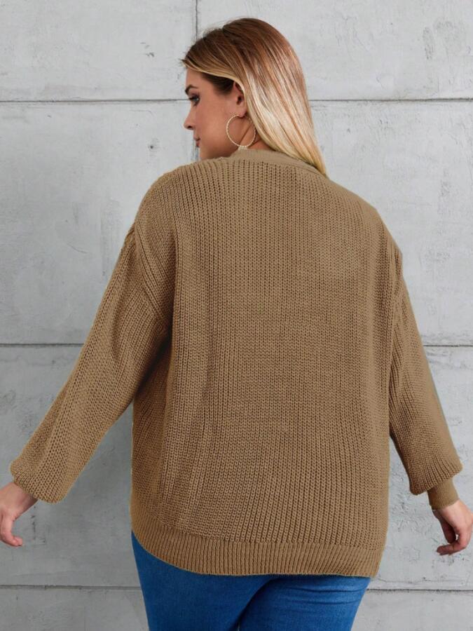 Kadın Beş Düğme Büyük Beden Triko Hırka - 5