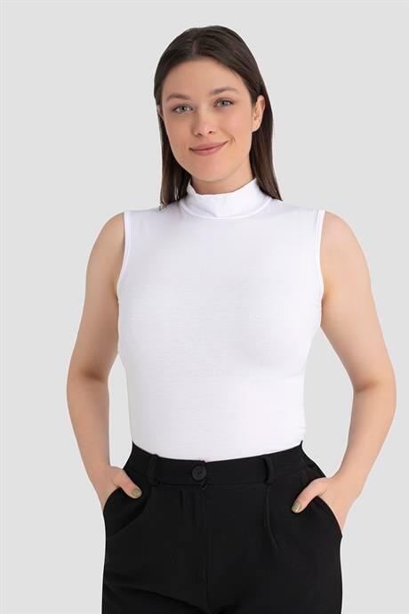 Kadın Beyaz Balıkçı Yaka Kolsuz Body 3'lü Paket - 2