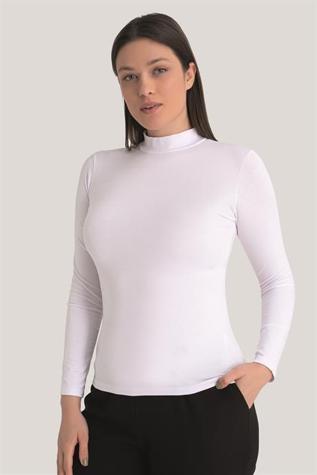 Kadın Beyaz Balıkçı Yaka Uzun Kollu Body 2'li Paket - 2