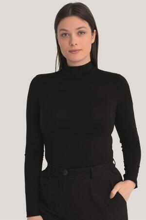 Kadın Beyaz - Siyah Balıkçı Yaka Uzun Kollu Body 2'li Paket - 5